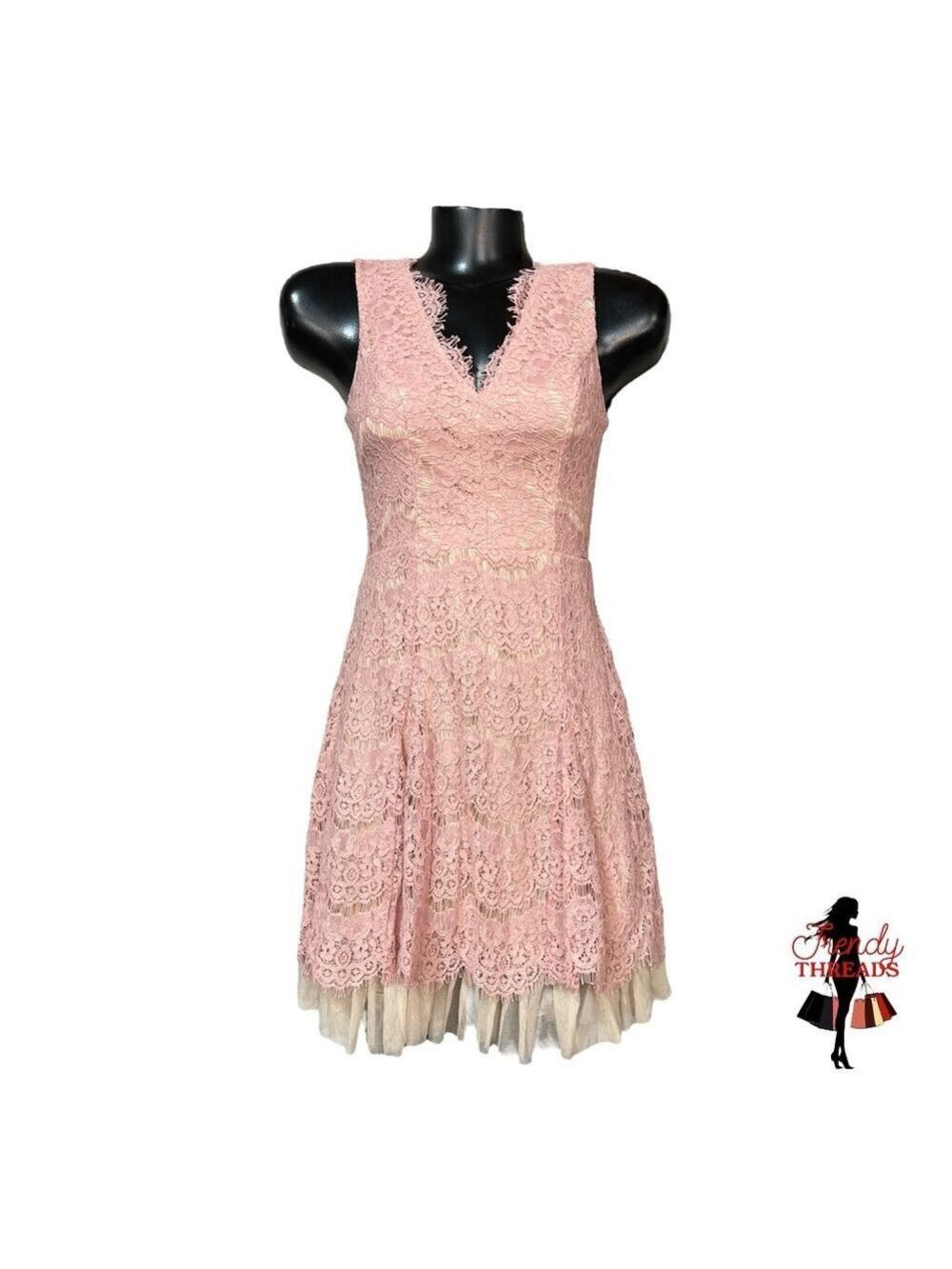 Trixxi NEW Pink Lace Mini Dress Small Coquette Fairycore SemiFormal Feminine NWT